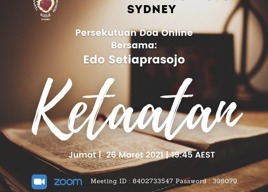 PDKK-HKY Sydney: Pelayananan Online Hari Jumat, 26 Maret 2021