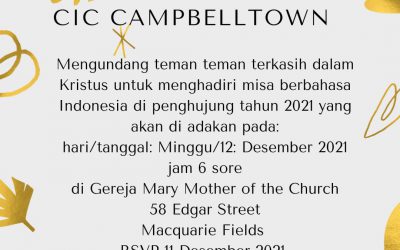 CIC Campbelltown: Undangan Misa Penghujung Tahun